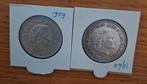 2 zilveren rijksdaalder 1959 en 1960, Postzegels en Munten, Munten | Nederland, Koningin Juliana, Setje, Zilver, Ophalen of Verzenden