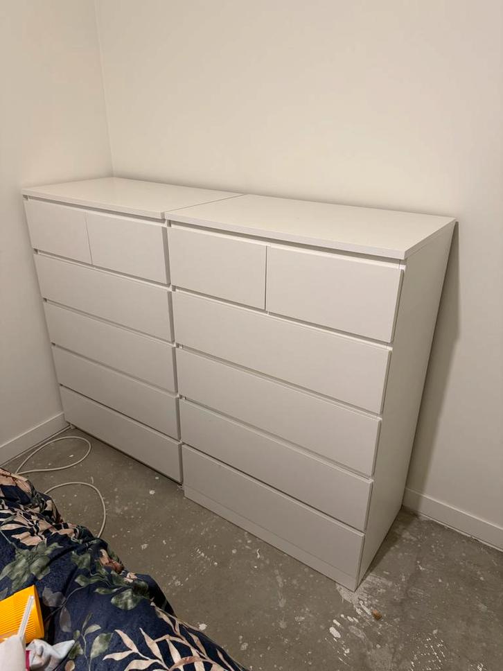 2X Ikea MALM Ladekast Wit 80x123 cm, Huis en Inrichting, Kasten | Dressoirs, Gebruikt, 50 tot 100 cm, 25 tot 50 cm, Met lade(s)
