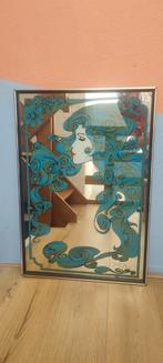 Vintage L'oreal spiegel Art-nouveau stijl, Ophalen of Verzenden, Rechthoekig, Minder dan 100 cm