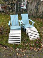 Tuinligstoelen met voetenbank, Ophalen of Verzenden, Gebruikt, Hout