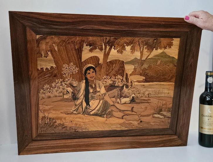 Italiaanse Intarsia voorstelling periode - Periode 1940-1950, Antiek en Kunst, Curiosa en Brocante, Ophalen of Verzenden