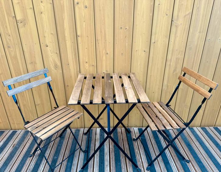 Bistroset als nieuw – 2 stoelen en tafel, Tuin en Terras, Tuinsets en Loungesets, Zo goed als nieuw, Overige materialen, 2 zitplaatsen