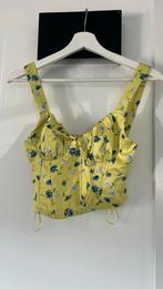Gele Bershka Top met Bloemen - Maat S, Geel, Ophalen of Verzenden, Zo goed als nieuw, Maat 36 (S)