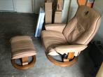 Stressless Consul Classic fauteuil met voetenbankje leer, Metaal, Gebruikt, 125 tot 150 cm, 50 tot 75 cm