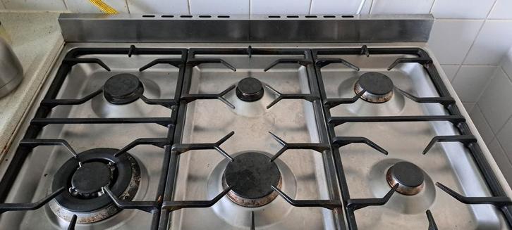 6 pits gasfornuis, Witgoed en Apparatuur, Fornuizen, Gebruikt, Vrijstaand, Gas, 5 kookzones of meer, 90 tot 95 cm, 60 cm of meer