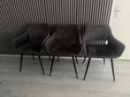 3 velvet grijze stoelen te koop, Ophalen, Gebruikt, Grijs