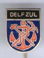 Delfzijl stadswapen email op zilverkleurig speldje( U_087 ), Verzamelen, Speldjes, Pins en Buttons, Verzenden, Nieuw, Stad of Land