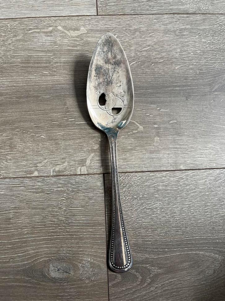 Verzilverde Taartschep met Decoratie, Antiek en Kunst, Antiek | Bestek, Ophalen of Verzenden