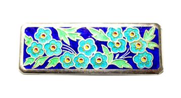 Schitterende Art Deco Zilver Emaille Champlevé Bloem Broche  beschikbaar voor biedingen