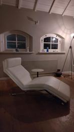 Leren Lounge Stoel / Chaise Longue - Wit Design, Gebruikt, Eenpersoons, 125 tot 150 cm, Design