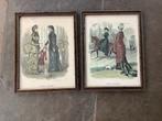 2 schilderijen met oude mode portretten, Antiek en Kunst, Ophalen of Verzenden