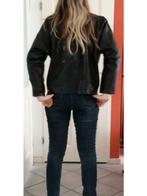 Furs Ettex Paris vintage leren jacket gekrinkeld '80s 34910, Maat 38/40 (M), ., Zwart, Ophalen of Verzenden