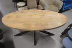 Leuke ovale eettafel metaal mangohout ovaal 180 x 90 cm., Ophalen, 50 tot 100 cm, Zo goed als nieuw, Metaal