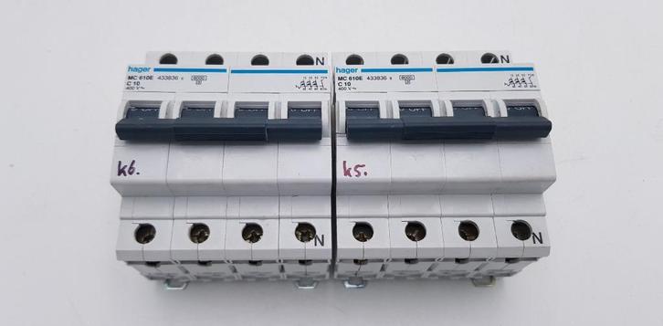 Hager Groepenkast Krachtstroom Automaat MC610E C10 400V (2x), Hobby en Vrije tijd, Elektronica-componenten, Gebruikt, Ophalen of Verzenden