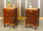 Set oude antieke art deco nachtkastjes onyx marmer wortel, Ophalen, Gebruikt, --, --