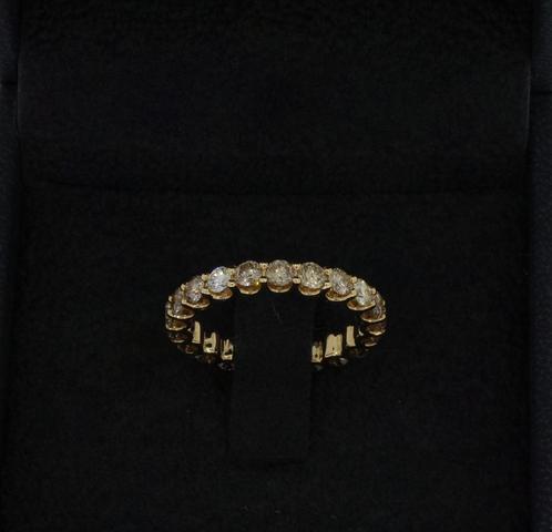 Exclusieve 14k geelgouden alliance ring 20 diamanten dames, Sieraden, Tassen en Uiterlijk, Ringen, Zo goed als nieuw, Dame, 17 tot 18