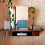 Vintage Wandkaptafel met 3-luik spiegel, Huis en Inrichting, Tafels | Kaptafels, Ophalen, Gebruikt, 50 tot 100 cm, Minder dan 100 cm