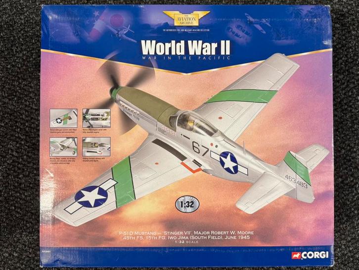 Corgi 1/32 P-51 Mustang AA34401 diecast schaalmodel, Verzamelen, Luchtvaart en Vliegtuigspotten, Zo goed als nieuw, Schaalmodel