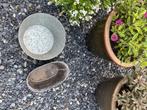 Twee gezellige zinken bloembakjes., Gebruikt, Tuin, Rond, Ophalen of Verzenden
