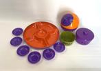 set pinda’s en chips schalen en bakjes, jaren ’70 vintage, Kunststof, Gebruikt, Schaal, Rond
