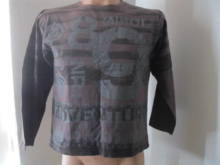 maat 152, 1 dunne Oiboi sweater, bruin mt grijs, 53 cm, Kinderen en Baby's, Kinderkleding | Maat 152, Nieuw, Jongen, Shirt of Longsleeve