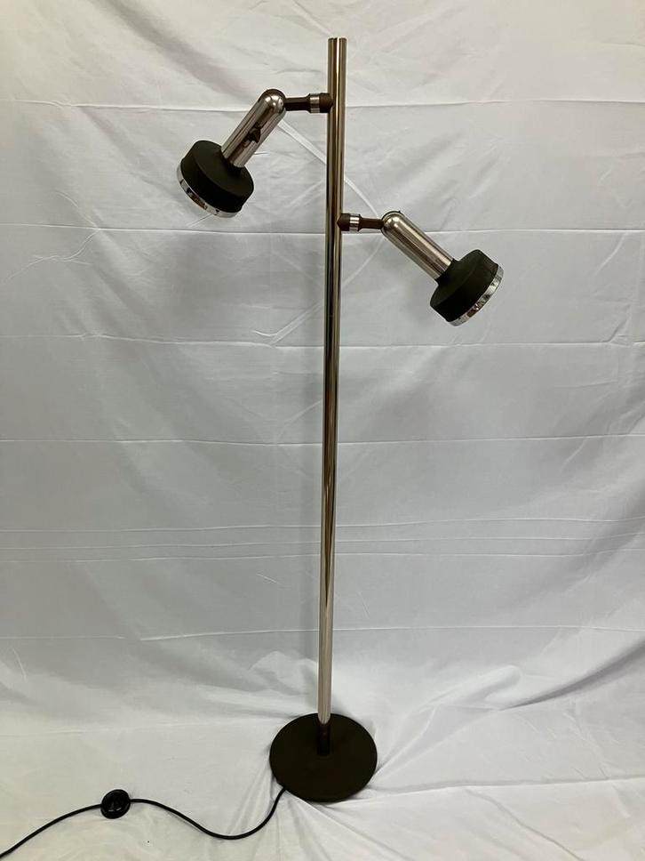 Staff Leuchten vintage vloerlamp met 2 spots, West Duitsland, Huis en Inrichting, Lampen | Spots, Gebruikt, Metaal of Aluminium
