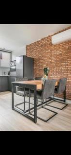 Eettafel Mango hout 160x90cm incl. 4x stoelen, Huis en Inrichting, Ophalen, Bruin, Overige typen, Zo goed als nieuw