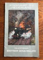 Folder 1928 Stoomvaart Mij. NL Boottrein Genua-Holland, Ophalen of Verzenden, Zo goed als nieuw, Motorboot, Boek of Tijdschrift