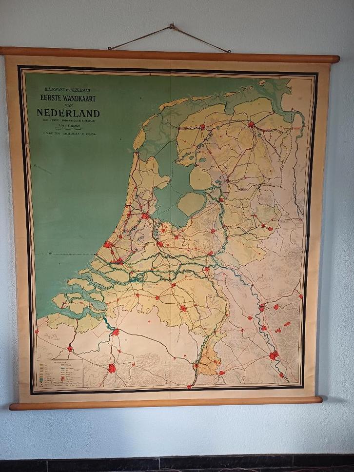 Eerste wandkaart van Nederland, Antiek en Kunst, Antiek | Schoolplaten, Aardrijkskunde, Ophalen