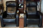 Twee zwarte, leren relaxstoelen, Ophalen, Gebruikt, Minder dan 75 cm, Leer