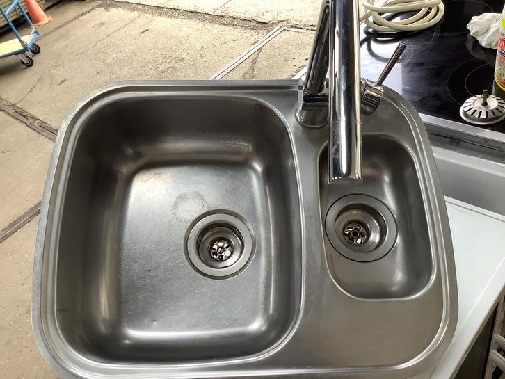 Wasbak met kraan, Huis en Inrichting, Keuken | Keukenelementen, Gebruikt, Minder dan 100 cm, 50 tot 100 cm, 25 tot 50 cm, Overige kleuren