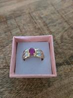 14 krt ring met robijn en diamant .maat 18, 18 tot 19, Ophalen of Verzenden, Zo goed als nieuw, Dame