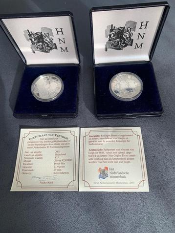 Twee 5 euro munten Vincent van Gogh proof met certificaat beschikbaar voor biedingen