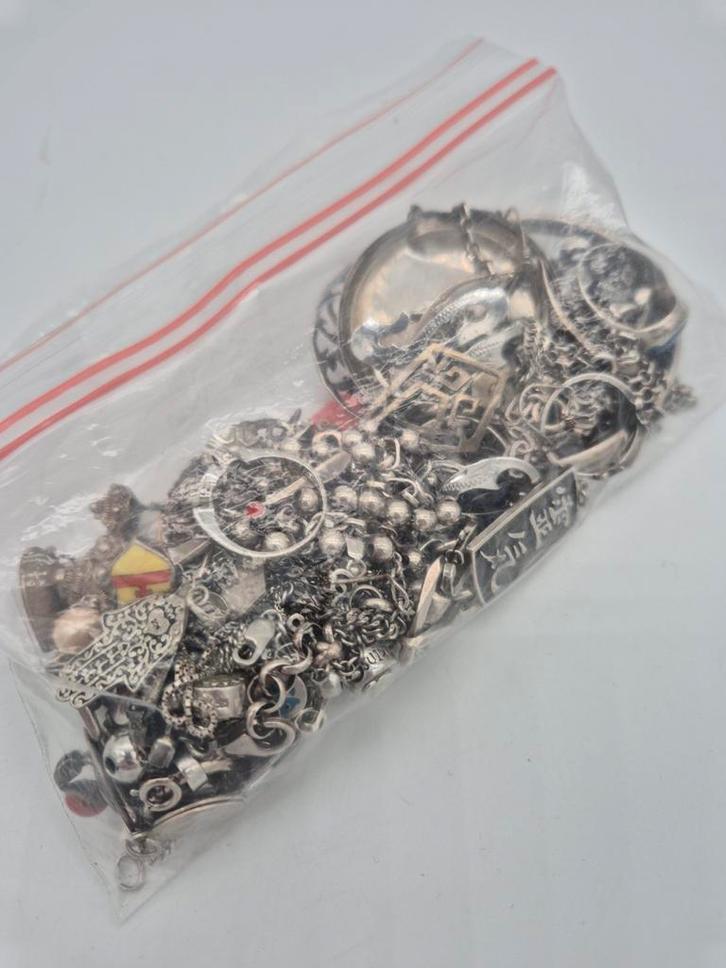 Zakje Zilveren Sloop Sieraden, Sieraden, Tassen en Uiterlijk, Armbanden, Gebruikt, Zilver, Zilver, Met bedels of kralen, Met edelsteen