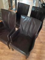 4 bruine lederen stoelen, Ophalen, Zo goed als nieuw, Bruin