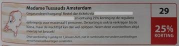 Madame Tussauds Amsterdam 25% korting. Postcode bon nr 29. 