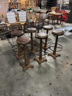 6 Oude industriele barkrukken zeer stoer, Huis en Inrichting, Barkrukken, Ophalen, Met voetsteun, 60 tot 90 cm, Metaal