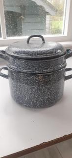 Grote emaille pan met stoom/rijstkoker inzet, Antiek en Kunst, Antiek | Emaille, Ophalen