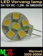 LED G4 ledspot ledlamp rond 6 SMD5050 - 12Vdc - 1,2 Watt, Nieuw, Bipin of Steekvoet, Ophalen of Verzenden, LED G4 Vervanglamp
