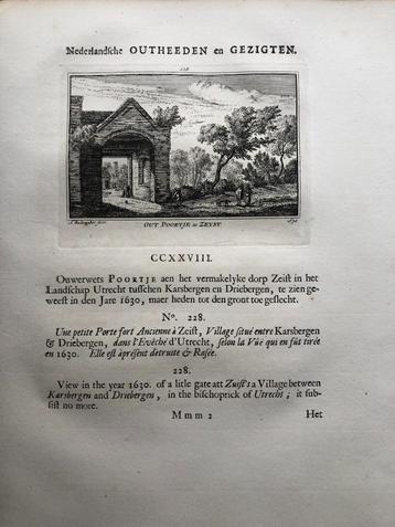 228 / Zeist Oud Poortje Kopergravure 1732 beschikbaar voor biedingen