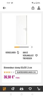 Stompe deur 2x rechts, Ophalen, 80 tot 100 cm, Binnendeur, 200 tot 215 cm