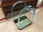 Glazen trolley serveerwagen, Huis en Inrichting, Tafels | Sidetables, Ophalen, Gebruikt, Glas