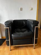 Betaalbaar DESIGN prachtige replica LC2 fauteuil zwart leer, Ophalen, Gebruikt, Leer, 50 tot 75 cm