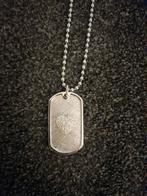 Harten strass hanger met ketting staal, Overige materialen, Ophalen of Verzenden, Zo goed als nieuw, Zilver