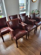 6 Leren Eetkamerstoelen Klassieke Stijl, Huis en Inrichting, Ophalen, Gebruikt, Bruin, Vintage