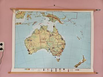 Australië & Nieuw-Zeeland Schoolkaart - Vintage beschikbaar voor biedingen