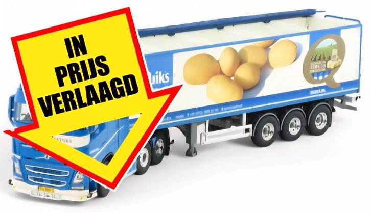 VOLVO FH04 Globetrotter trekker met aardappeltrailer Quiks, Hobby en Vrije tijd, Modelauto's | 1:50, Nieuw, Bus of Vrachtwagen