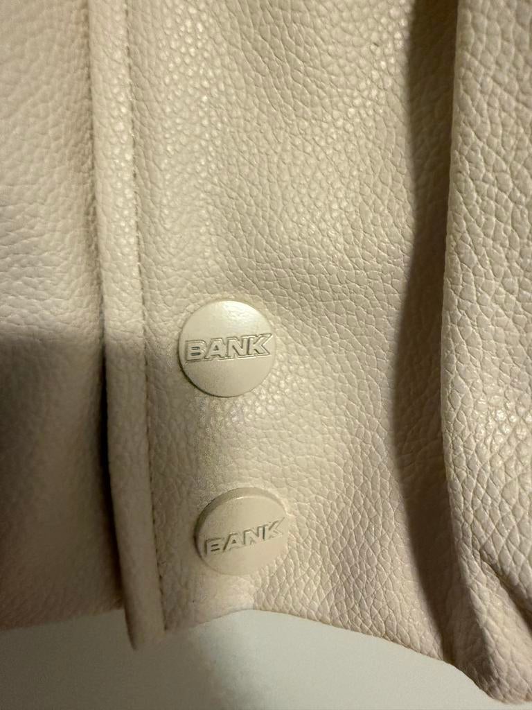 Bankzitters world tour leren jas maat L, Ophalen, Wit, Maat 42/44 (L), Zo goed als nieuw