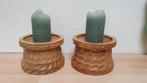 Kandelaars hout 2 stuks, samen €12,50, Gebruikt, Bruin, Ophalen of Verzenden, Hout