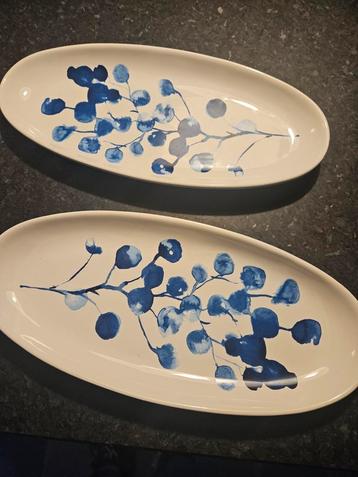 Søstrene Grene Schalen - Blauw Bloemmotief - Set van 2 beschikbaar voor biedingen